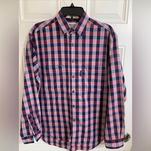 Levis Big E Silver Label Men's Size M Red Blue Plaid Button Down‎ Shirt